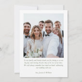 エレガント華美ビクトリアンSage Greenの結婚写真 サンキューカード (裏面)