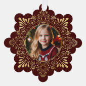 エレガント華美フェイク金ゴールドの写真の赤 オーナメントカード (正面)