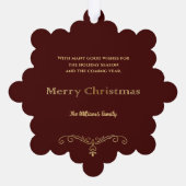 エレガント華美フェイク金ゴールドの写真の赤 オーナメントカード (裏面)