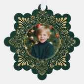 エレガント華美フェイク金ゴールドの写真 – 緑 オーナメントカード (正面)