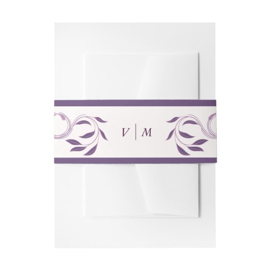 エレガント華美ペイズリーフローラ結婚ズ 招待状ベリーバンド (正面例)