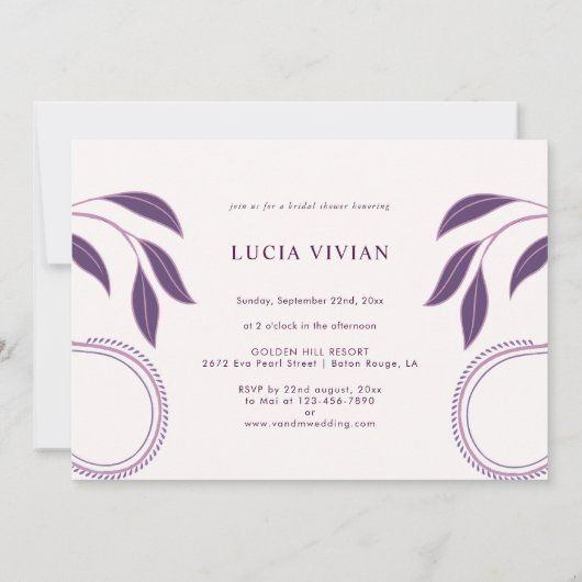 エレガント華美ペイズリー化フローラブライダルシャワー 招待状 (裏面)