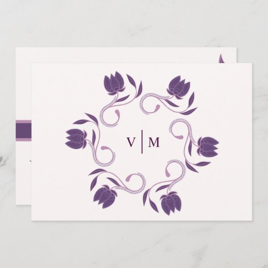 エレガント華美ペイズリー関連フローラ保存日付 招待状 (正面/裏面)