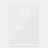 エレガント華美モノグラム結婚クレスト アクリルサイン (正面)