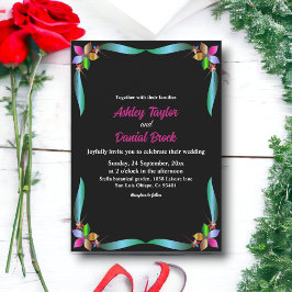 エレガント華美光沢のあるモダンフローラ結婚の 招待状