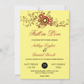 エレガント華美葉黄秋結婚フローラ 招待状 (正面)