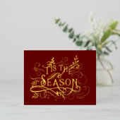 エレガント華美金ゴールドザシーズンタイポグラフィ 箔シーズンポストカード (立ち正面)