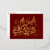 エレガント華美金ゴールドザシーズンタイポグラフィ 箔シーズンポストカード (正面/裏面)