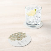 エレガント華美金ゴールドティール（緑がかった色）ターコイズマンダ結婚ラズ ラウンドペーパーコースター (インサイチュ)