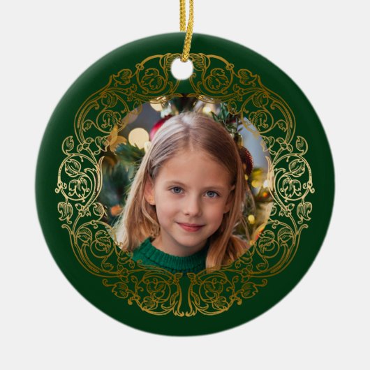 エレガント華美金ゴールドフィルム写真 セラミックオーナメント (正面)