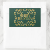 エレガント華美金ゴールドメリークリスマス 長方形シール (バッグ)