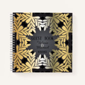 エレガント華美金ゴールドリーフ結婚フレームズゲストブック ノートブック (正面)