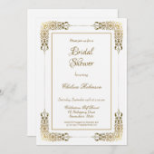 エレガント華美金ゴールドレースブライダルシャワー 招待状 (正面/裏面)