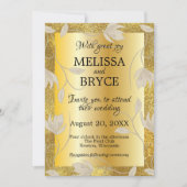 エレガント華美金ゴールド結婚式招待状 招待状 (正面)