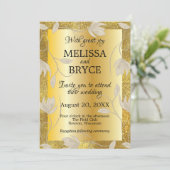 エレガント華美金ゴールド結婚式招待状 招待状 (スタンド正面)