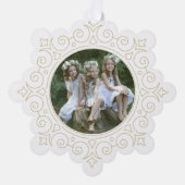エレガント華美Snowflake Holiday Photo オーナメントカード (正面)