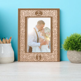 エレガント葉とフローラ縁ど レーザー彫刻フレーム