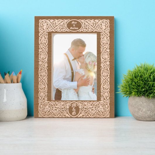 エレガント葉とフローラ縁ど レーザー彫刻フレーム