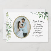 エレガント葉と金ゴールドパール結婚ズ サンキューカード (正面)