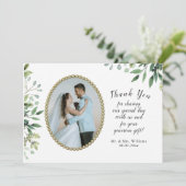 エレガント葉と金ゴールドパール結婚ズ サンキューカード (スタンド正面)