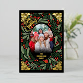 エレガント葉アートフローラ写真金ゴールド 箔シーズンカード (立ち正面)