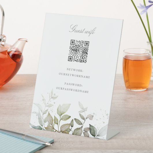 エレガント葉ゲストWifi qrコードペデスタルサイン 台座サイン (インサイチュ)