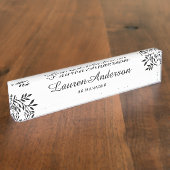 エレガント葉パーソナライズされた デスクネームプレート (側面)