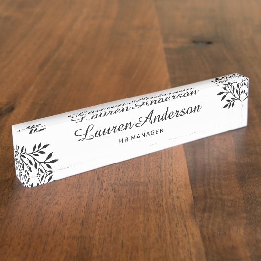 エレガント葉パーソナライズされた デスクネームプレート (側面)