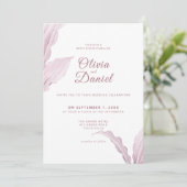 エレガント葉ミニマル結婚の 招待状 (スタンド正面)