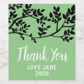 エレガント葉モダンエコ感謝していギフト ワインラベル (シングルラベル)