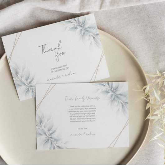 エレガント葉モダン サンキューカード