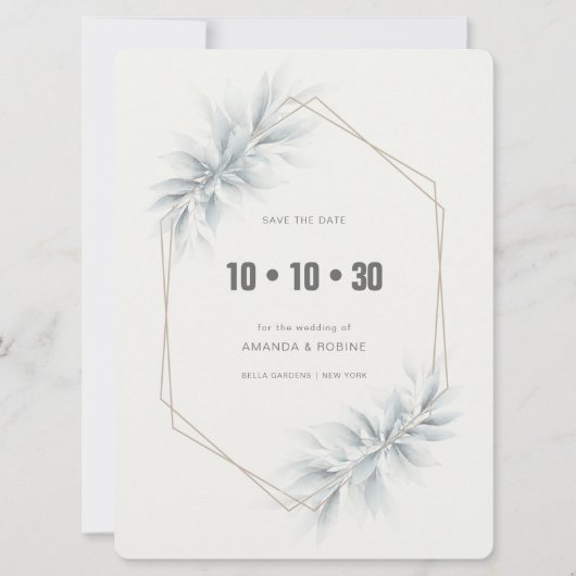 エレガント葉モダン セーブザデート (正面)