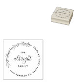 エレガント葉リースラウンドファミリー差出人住所 ラバースタンプ (押印)