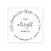 エレガント葉リースラウンドファミリー差出人住所 ラバースタンプ (インプリント)