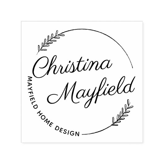 エレガント葉名パーソナライズされた業 セルフインキングスタンプ (デザイン)