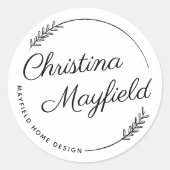 エレガント葉名パーソナライズされた業 ラウンドシール (正面)