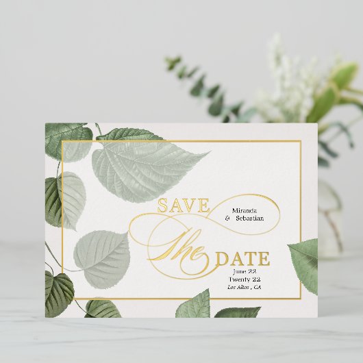 エレガント葉春保存日 箔招待状 (立ち正面)