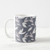 エレガント葉灰色モダン植物学 コーヒーマグカップ (左)