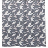 エレガント葉灰色モダン植物学 シャワーカーテン (正面)