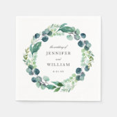 エレガント葉状水彩植物性リース結婚ズ スタンダードカクテルナプキン (正面)