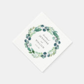 エレガント葉状水彩植物性リース結婚ズ スタンダードカクテルナプキン (角)