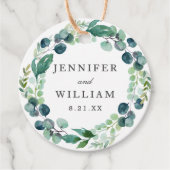 エレガント葉状水彩植物性リース結婚ズ フェイバータグ (正面)