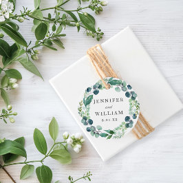 エレガント葉状水彩植物性リース結婚ズ フェイバータグ