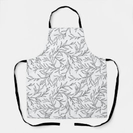 エレガント葉白黒 エプロン