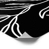 エレガント葉白黒 ポスター (角)