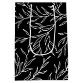 エレガント葉白黒 ミディアムペーパーバッグ (裏面)