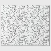 エレガント葉白黒 ラッピングペーパー (フラット)