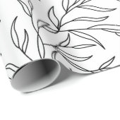 エレガント葉白黒 ラッピングペーパー (ロールコーナー)