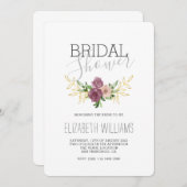 エレガント葉素朴フローラブライダルシャワー 招待状 (正面/裏面)