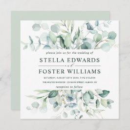 エレガント葉結婚の正方形 招待状